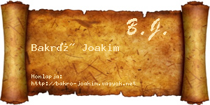 Bakró Joakim névjegykártya